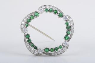 Appraisal: Oscar Heyman Diamond Emerald Pin Oscar Heyman diamond emerald circle