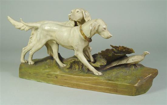 Appraisal: Royal Dux Bird Dog Group Depicting two bird dogs raising