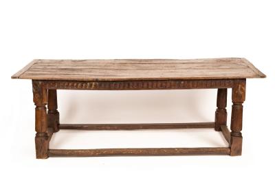 Appraisal: A th Century style refectory table constructed from old timbers