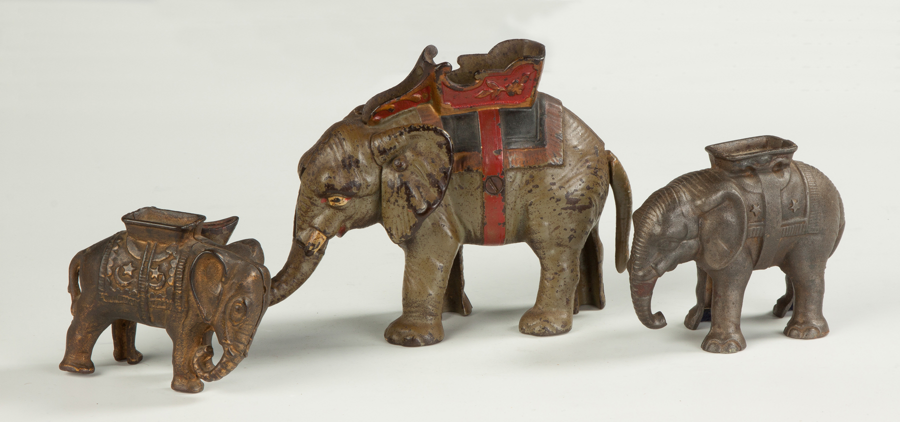 Appraisal: Cast Iron Painted Circus Elephant Mechanical Bank Early th cent