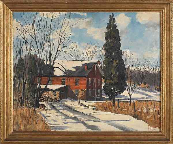 Appraisal: Harry Martin Book American - oil on canvas winter landscape