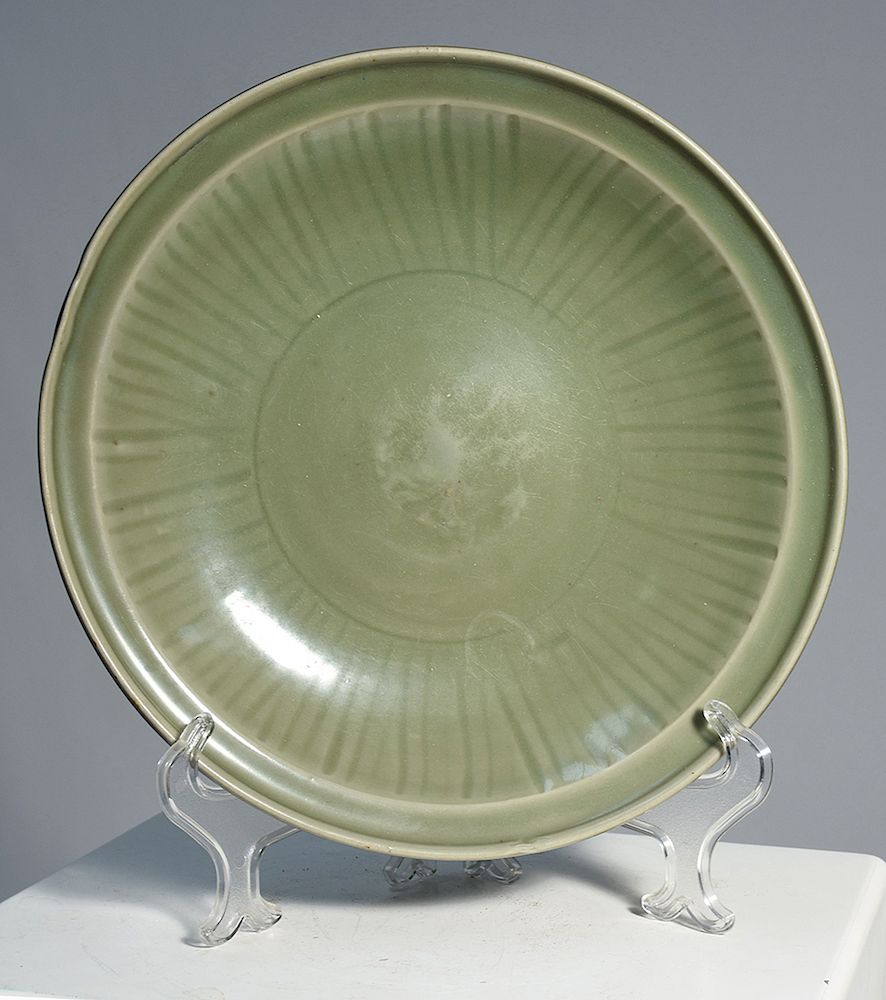 Appraisal: Chinese th C celadon low bowl Chinese th C celadon