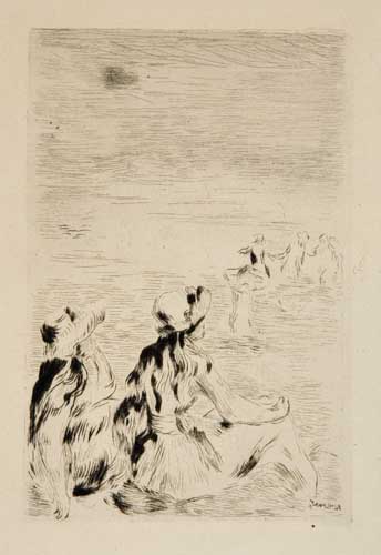 Appraisal: PIERRE-AUGUSTE RENOIR Sur la Plage Berneval Drypoint on cream wove