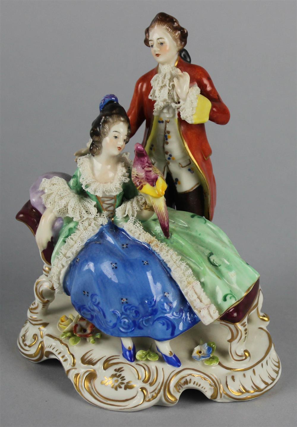 Appraisal: GERMAN PORCELAIN FIGURE GROUP OF A COUPLE WITH A PARROT