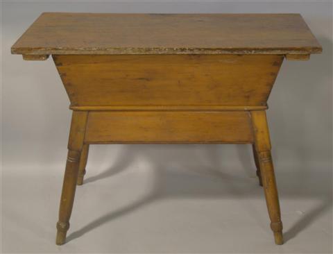 Appraisal: AMERICAN MIXED WOOD DOUGH BIN th century raised on turned