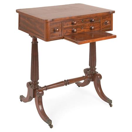 Appraisal: Late Federal Rosewood Banded and Inlaid Mahogany Work Table Estimate