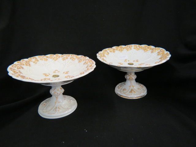 Appraisal: Pair of Meissen Porcelain Compotes fancy gold decorated grape vine