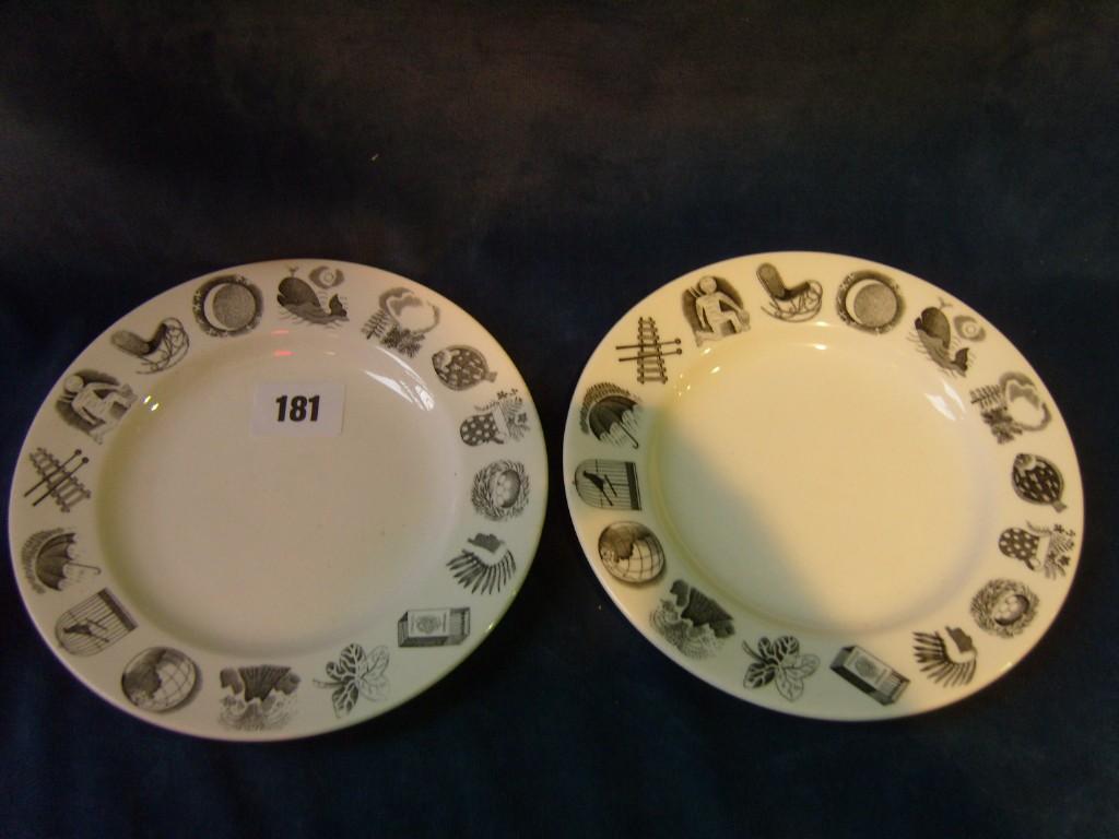 Appraisal: A pair of Wedgwood nursery plates designed by Eric Ravilious