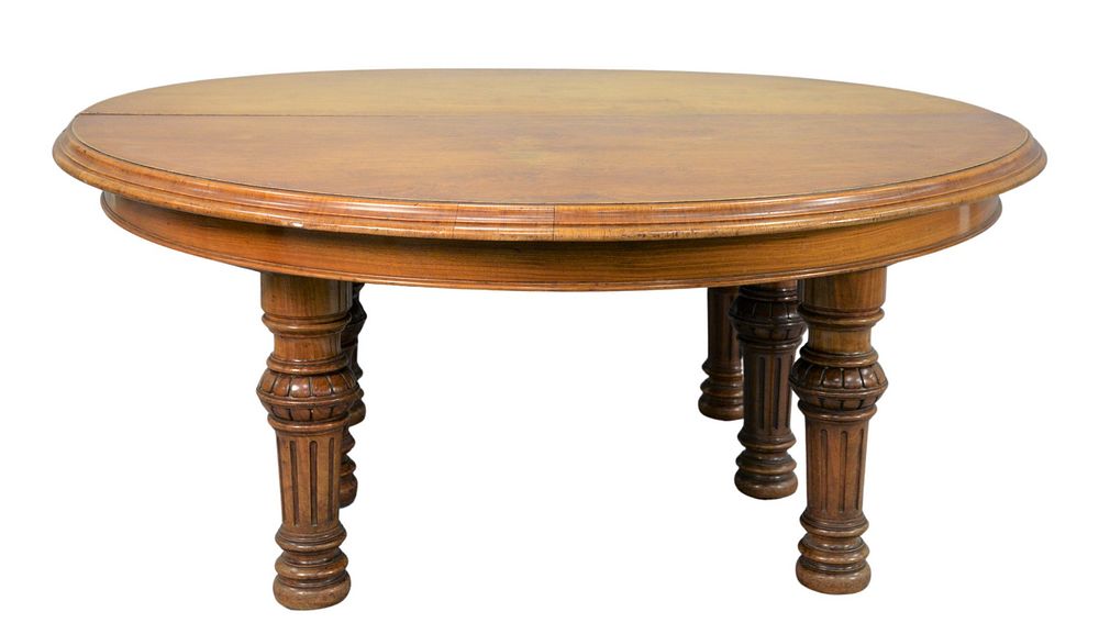 Appraisal: Gillows Round Burled and Figured Walnut Dining Table with eleven