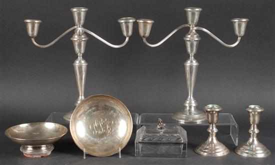 Appraisal: Group of American weighted sterling silver table articles th century