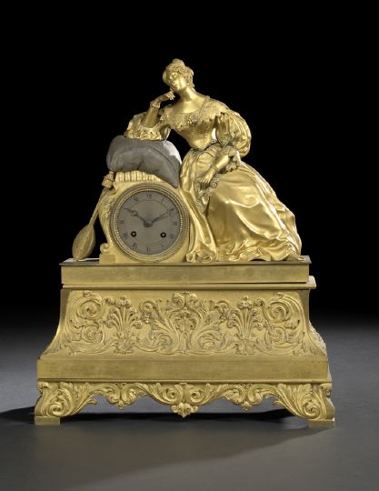 Appraisal: Louis-Philippe Gilt-Bronze Figural Mantel Clock second quarter th century in