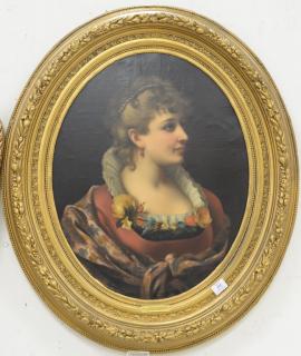 Appraisal: J Rich oil on canvas Victorian oval bust of a