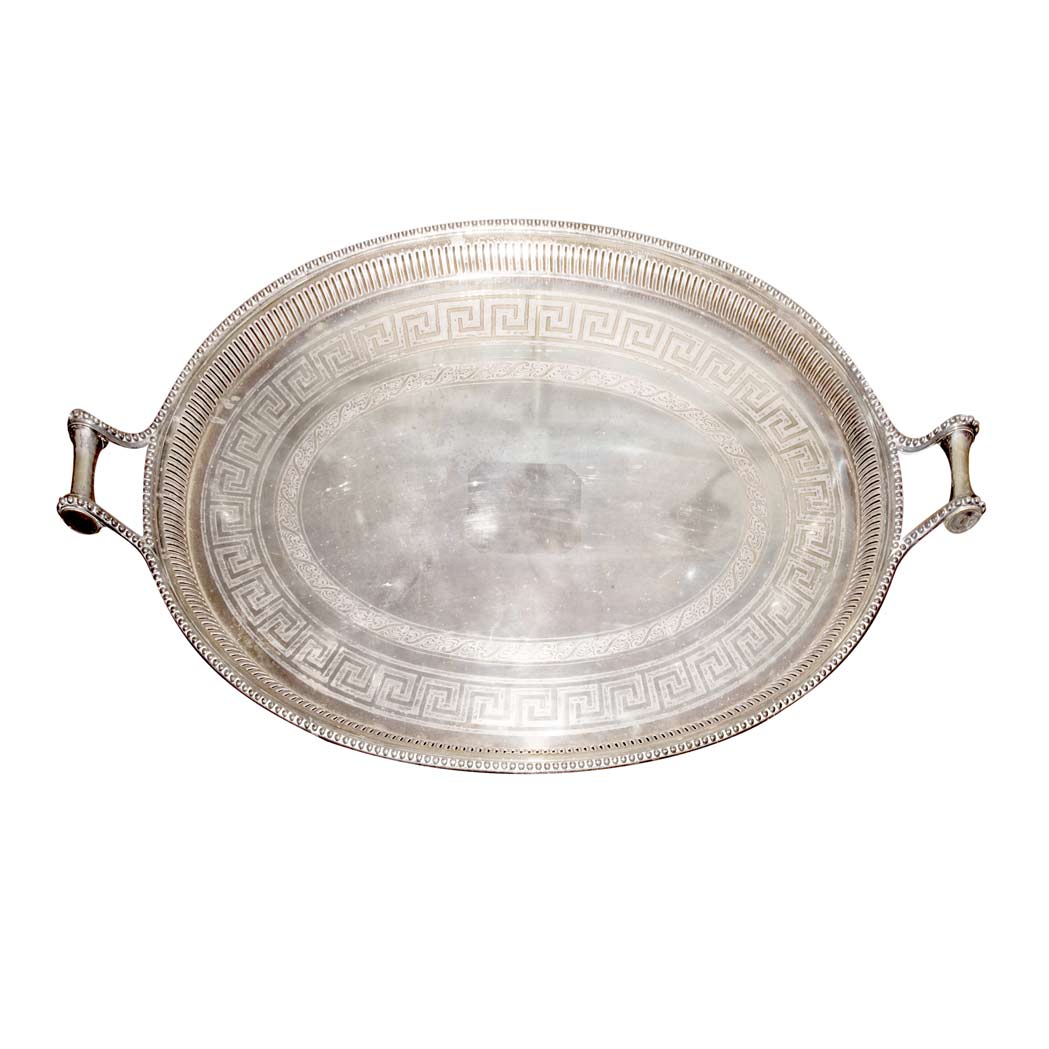 Appraisal: Neoclassical Style Silver Plated Tray Length inches