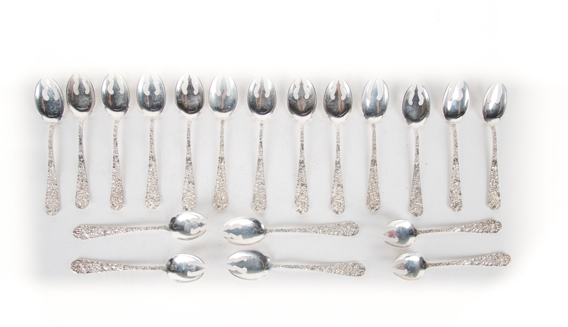 Appraisal: Stieff Rose sterling silver ice cream forks comprising nineteen forks