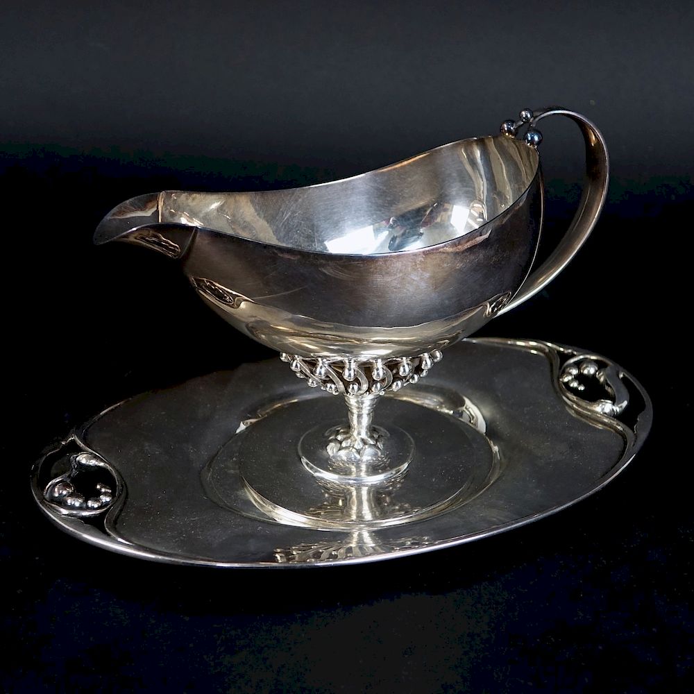 Appraisal: Georg Jensen Sauce Boat Georg Jensen Sterling Silver Sauce Boat