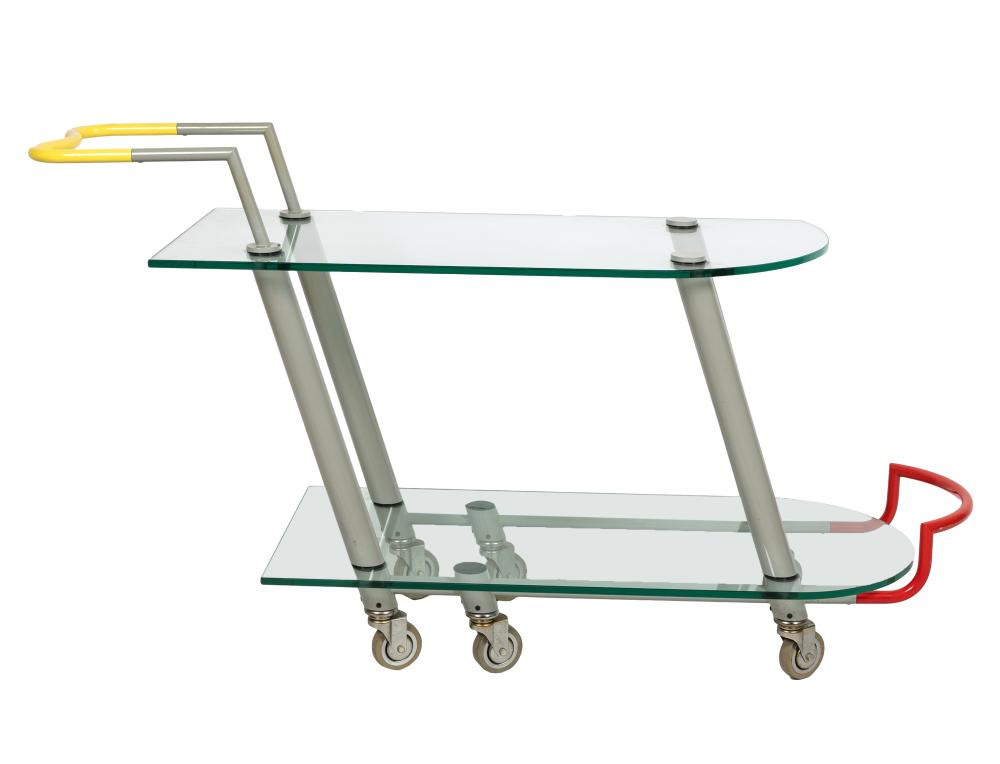 Appraisal: ITALIAN MODERNIST GLASS METAL BAR TROLLEYJavier Mariscal for Memphis Milano