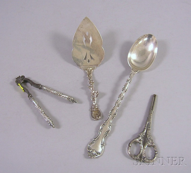 Appraisal: Four Sterling Flatware Serving Items a large Gorham Strasbourg patter