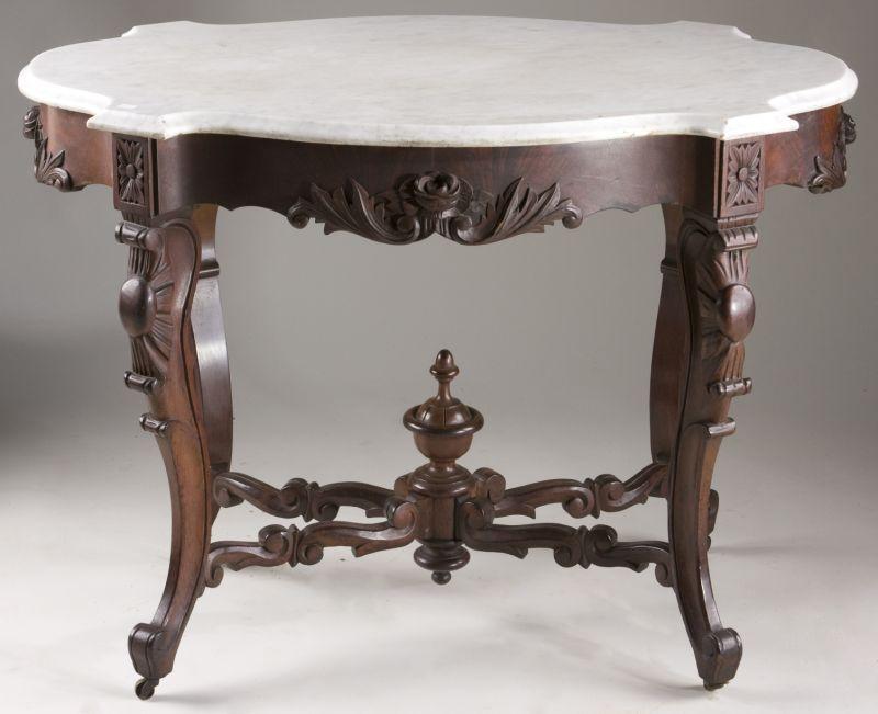 Appraisal: American Rococo Revival Marble Top Center Table ca shaped marble