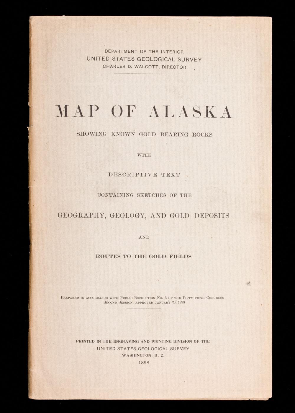 Appraisal: Map of Alaskan Gold Rush Map of Alaska Showing Known