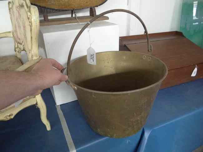 Appraisal: Brass swing handle bucket '' Diameter '' Ht