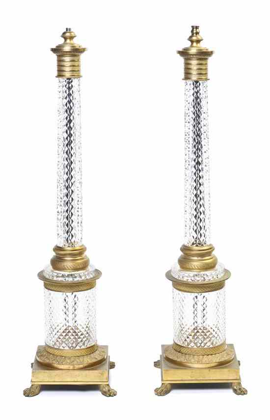 Appraisal: A Pair of Baccarat Gilt Bronze Mounted Lamp Bases each