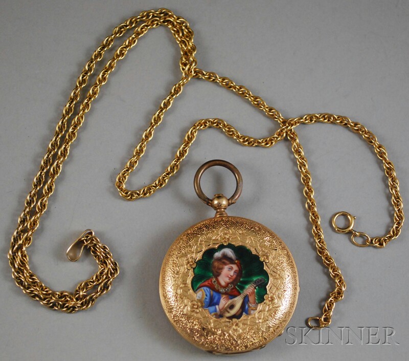 Appraisal: kt Gold and Enamel Hunting Case Pocket Watch and kt