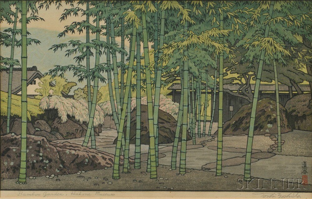 Appraisal: Toshi Yoshida - Bamboo Garden Hakone Museum woodblock print signed