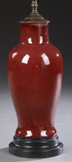 Appraisal: Chinese Oxblood Porcelain Baluster Vase th c now wired as