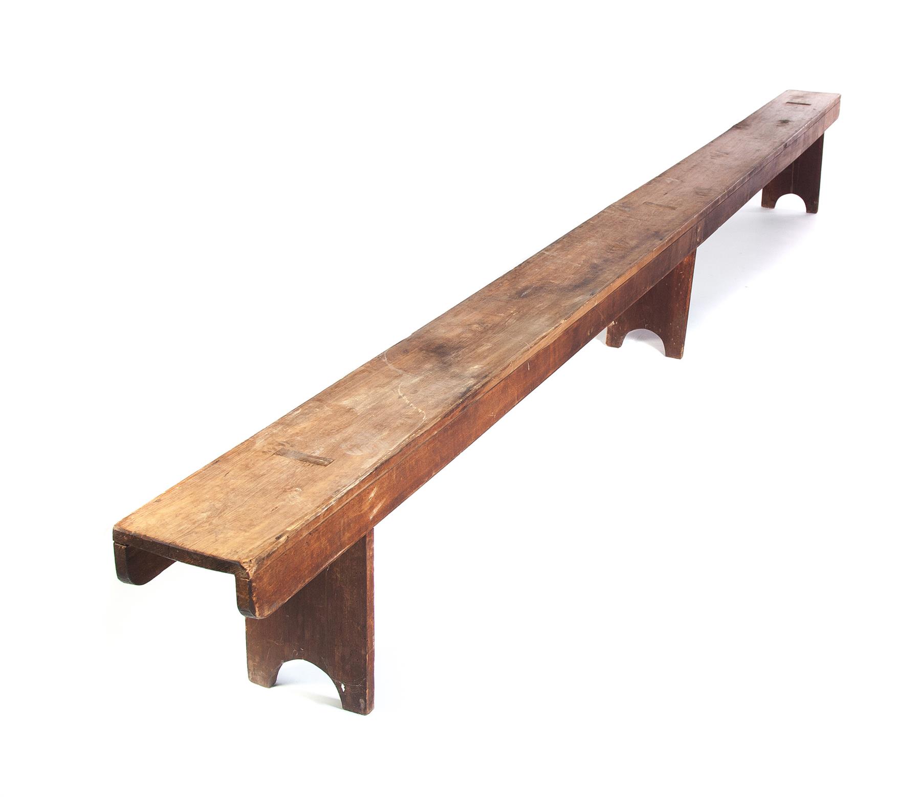 Appraisal: AMERICAN BENCH Late th century cherry Long bench with three