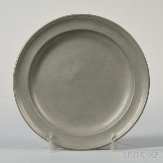 Appraisal: Pewter Plate David Melville Newport Rhode Island - beaded rim