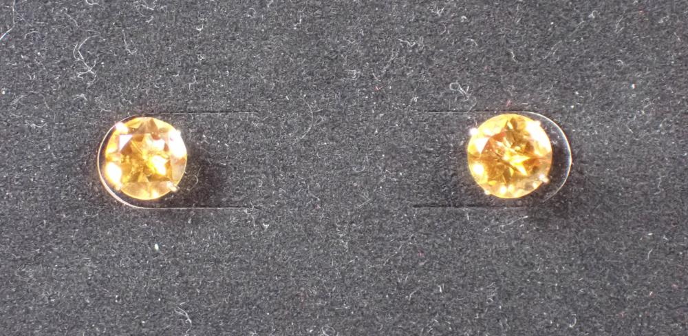 Appraisal: PAIR OF CITRINE AND FOURTEEN KARAT GOLD EAR STUDS each