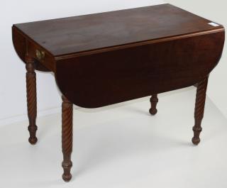 Appraisal: Empire Walnut Drop Leaf Table Empire Walnut Rope Leg Drop