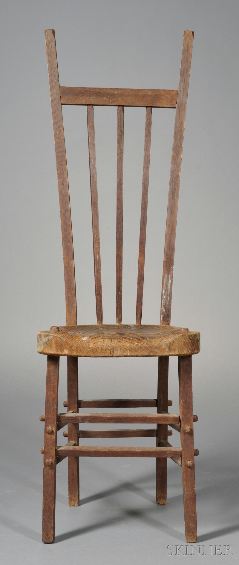 Appraisal: Pine and Oak Folk Art Chair America late th century