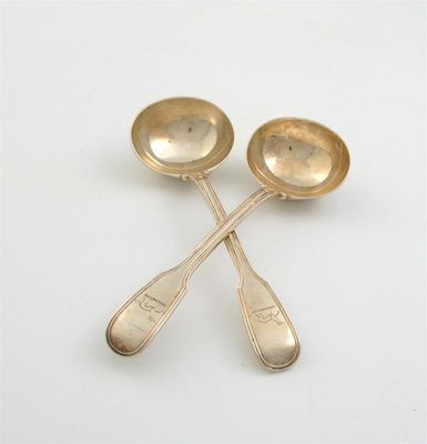 Appraisal: A pair of Victorian military fiddle and thread sauce ladles