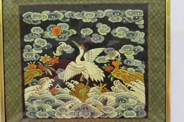 Appraisal: A CHINESE SILK PANEL probably taken from a Chinese coat