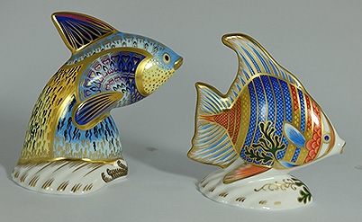 Appraisal: Royal Crown Derby paperweights Pacific Angel Fish and Guppy Fish