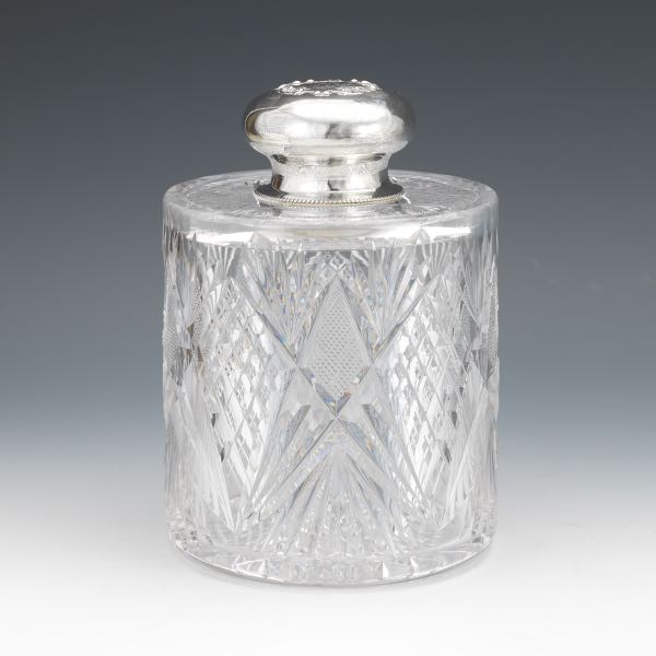 Appraisal: AMERICAN BRILLIANT CUT GLASS AND STERLING SILVER TOBACCO JAR x