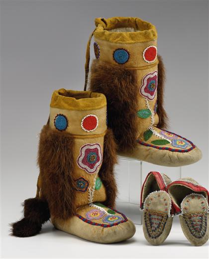 Appraisal: Pair of mukluks Made of moose hide with fur trim