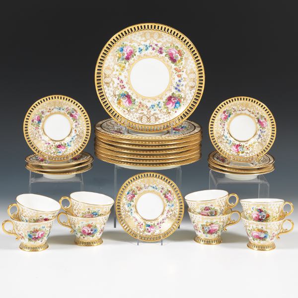 Appraisal: B HARRISON FOR CAULDON HAND PAINTED PORCELAIN SERVICE FOR EIGHT