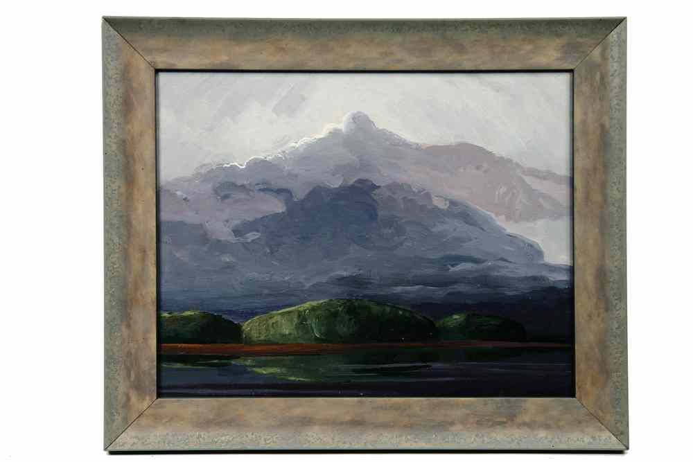 Appraisal: OIL ON MASO - Mountain Lake Scene signed 'Atwell' lower