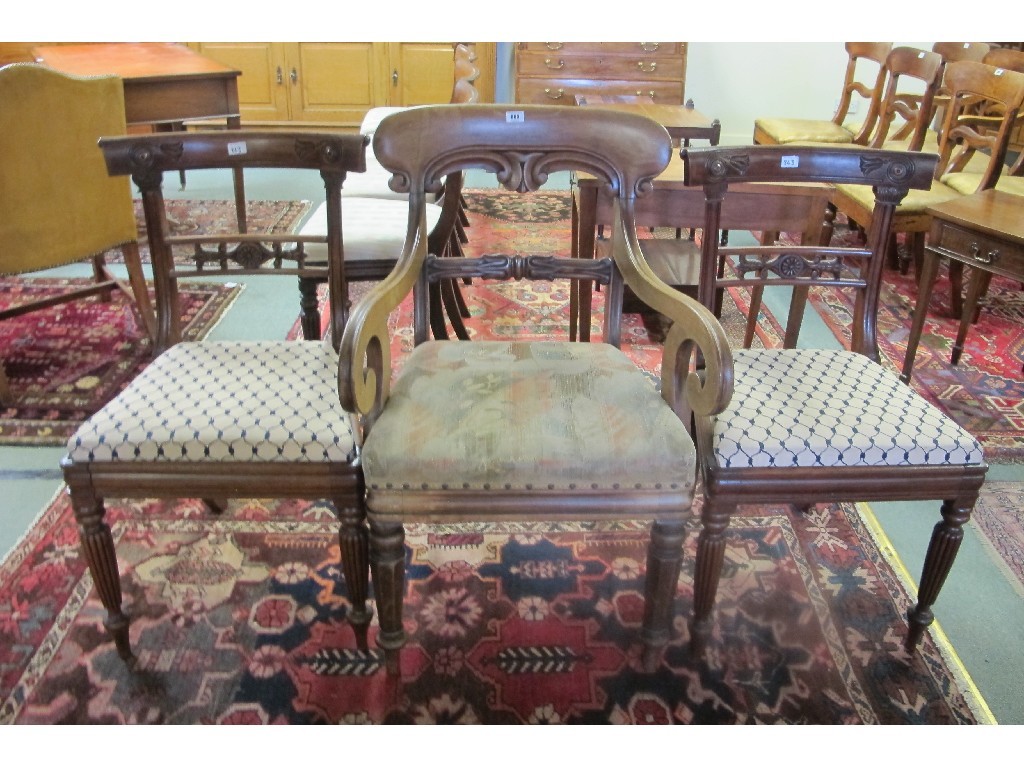 Appraisal: Pair of William IV mahogany dining chairs and a similar