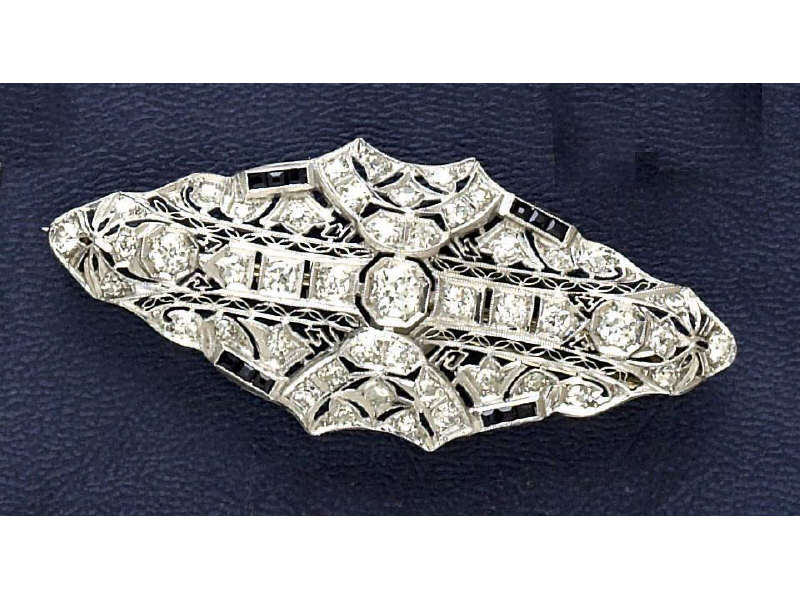 Appraisal: DIAMOND BAR PIN Platinum filigree brooch set with one European