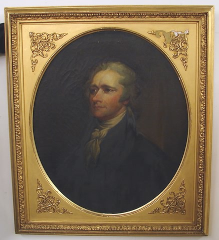 Appraisal: Portrait of a Alexander Hamilton oil on canvas x signed