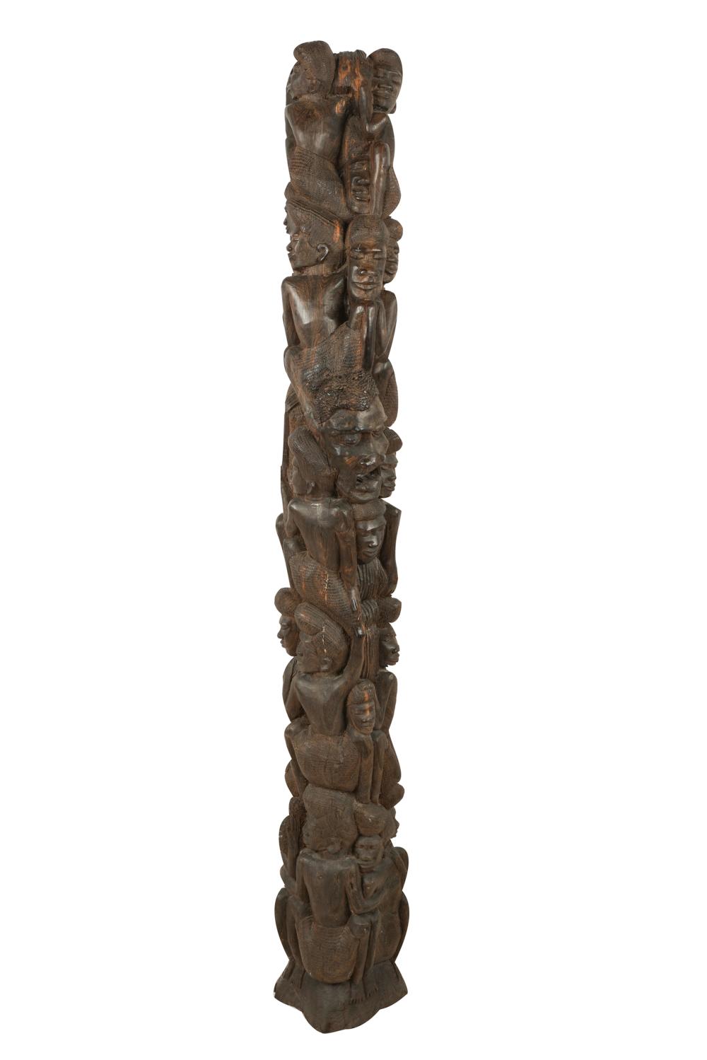 Appraisal: PAJUME MAWAJEMA FAMILY TREE TOTEMcarved wood Condition with scratches and