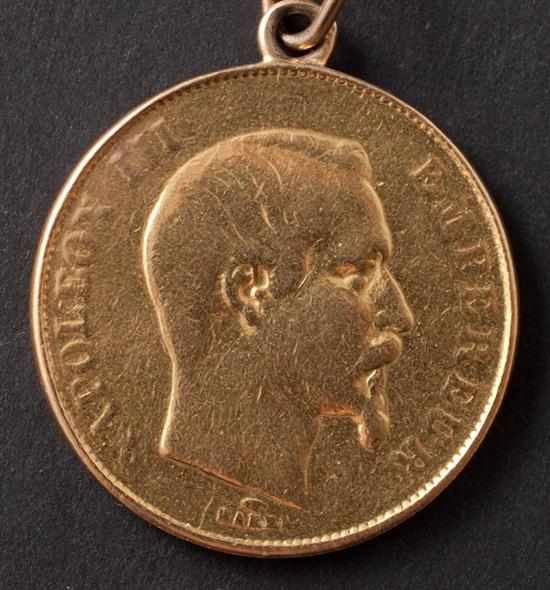 Appraisal: French gold Francs of the Emperor Napoleon III A suspension