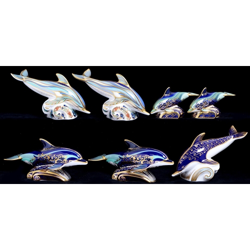 Appraisal: Seven Royal Crown Dolphin paperweights Lyme Bay Dolphin certificate Lyme