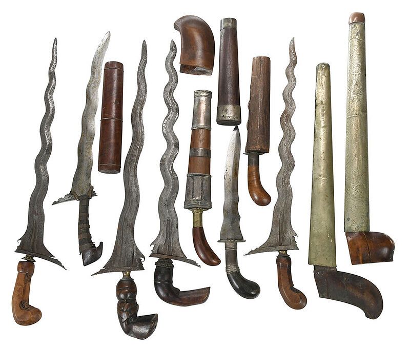 Appraisal: Kris Dagger Group Indonesian group of eight intact weapons sinuous