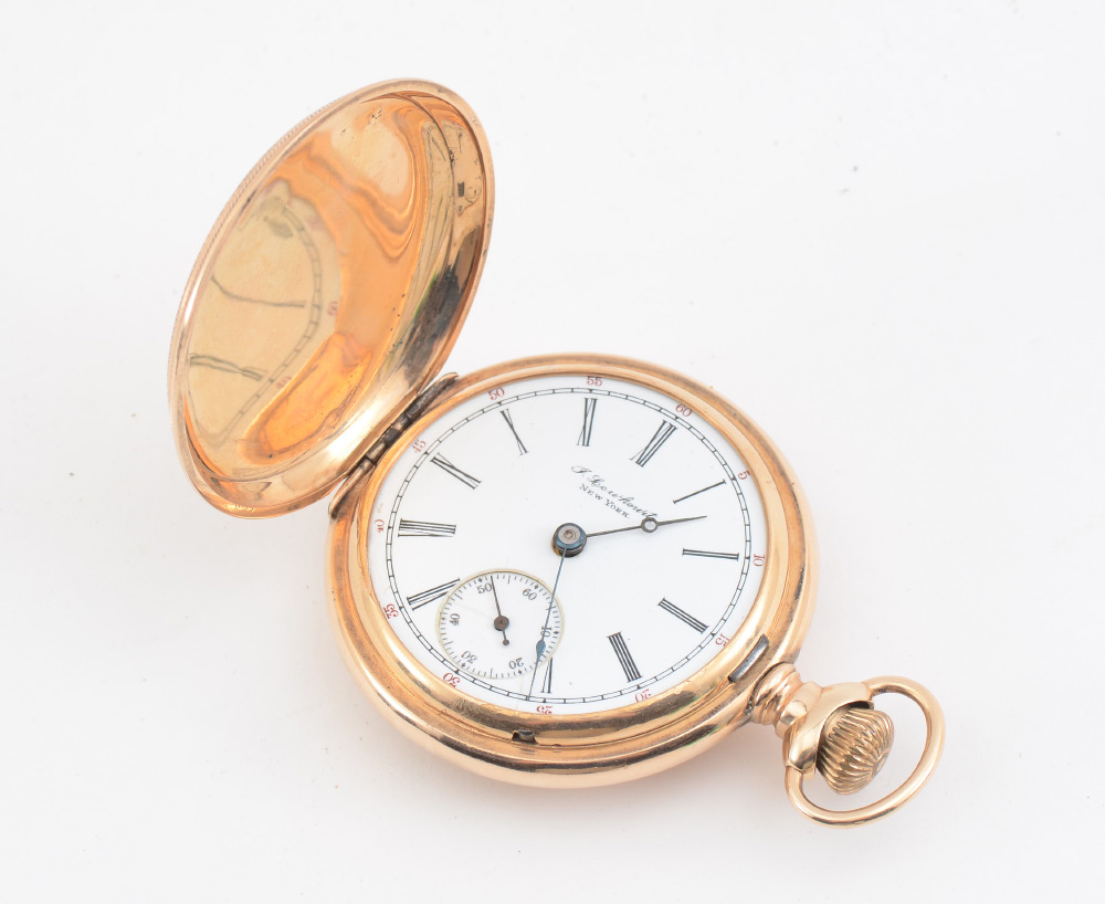 Appraisal: LEWKOWITZ K ENGRAVED POCKET WATCH k gold hunters case with