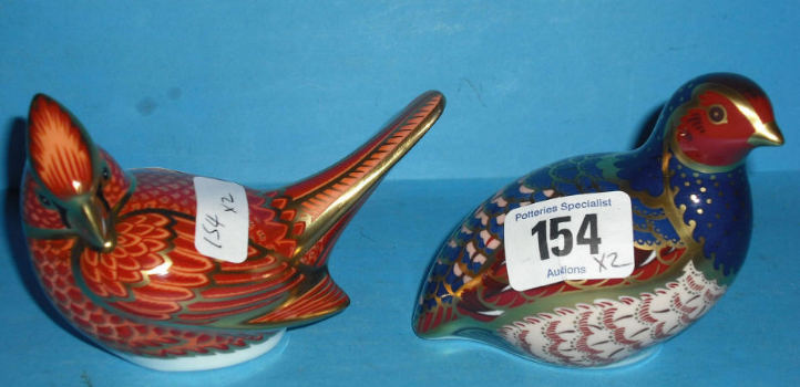 Appraisal: Royal Crown Derby Paperweights Partridge And American Cardinal Both Boxed