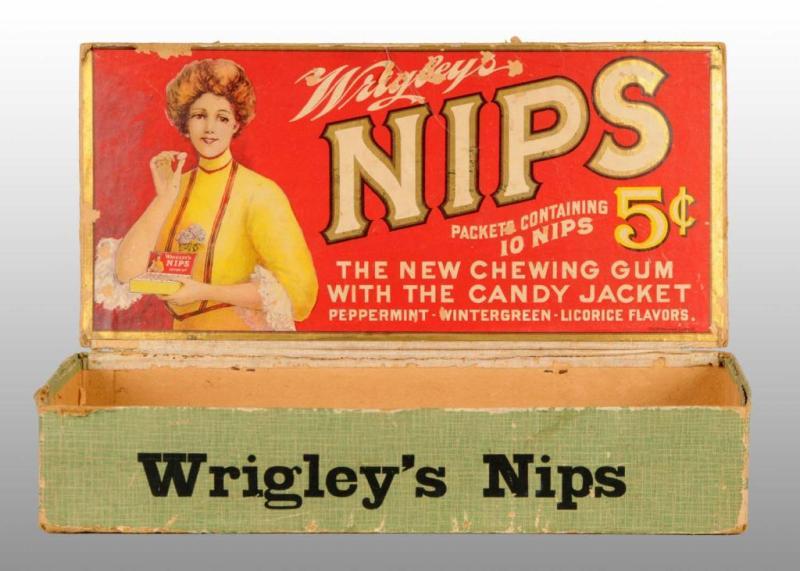 Appraisal: Cardboard Wrigley's Nips Box Description to Graphics on the inner